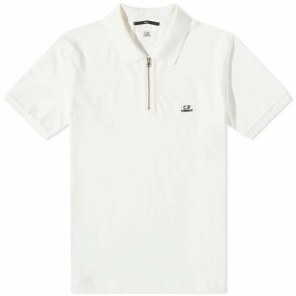 C.P. Company Men's Zipped Polo Shirt in Gauze White